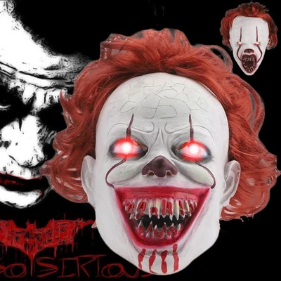 Leuchten Killer Clown Maske Joker Latex Maske Gruselige Pennywise Clown Maske - Bild 1 von 4