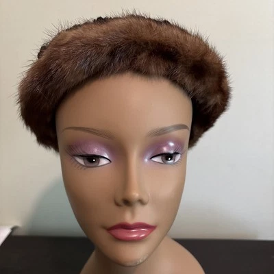 Sombrero de lana negro vintage de 1930 para mujer con ribete de piel The RoHins Co. Detroit Foto 1 de 4