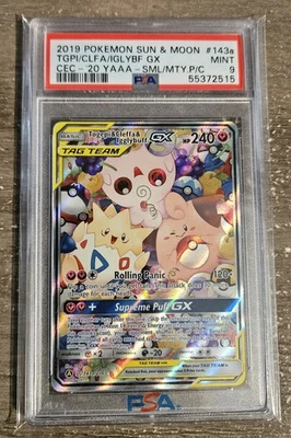 2019 POKEMON SUN & MOON COSMIC ECLIPSE TOGEPI & CLEFFA & IGGLYBUFF GX PSA 9 - Image 1 of 2