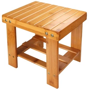 Small Bamboo Step Stool for Kids 10 inch High Multi-Functional Wooden Stool Sea - Picture 1 of 7
