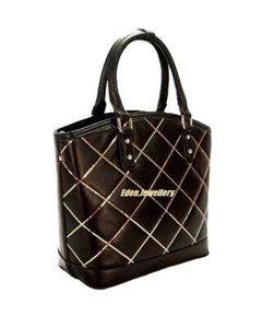 DUDLIN FIRENZE Handbag Structured Sequin Satchel Shoulder Bag 202-61-11 NERO - Picture 1 of 1