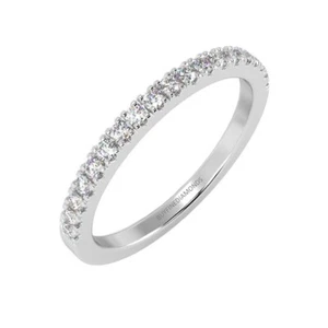 2MM 0.25ct D/VS LabGrown Round Diamond Micro Pave Half Eternity Ring In Platinum - Picture 1 of 11