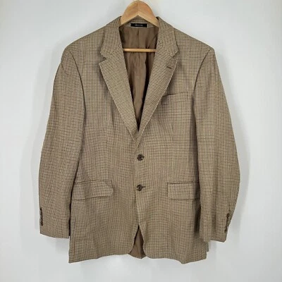 Blazer de seda Chaps RL pata de gallo dos botones marrón tostado para hombre 40R Academic Country Foto 1 de 4