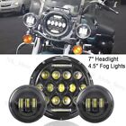 7'' Led Hilo Headlight Drl +4.5'' Fog Passing Lights For Harley Motorcycle Usa