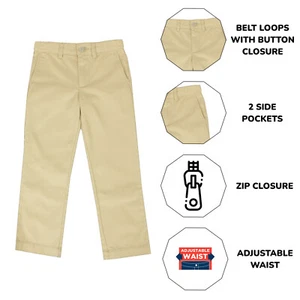 Boy's Flat Front School Uniform Pants (Sizes:- 4-20) NEW FREE SHIPPING - Picture 1 of 14