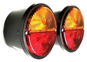 2x rund Rückleuchte mit Blinker ⌀132 Rücklicht Schlepper Oldtimer 12/24V E20 SET - Bild 1 von 12