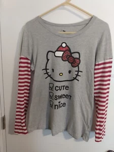 Hello Kitty Women's Junior’s Christmas Santa Long Sleeve T-shirt Top Shirt XL - Picture 1 of 6
