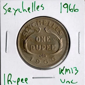 Moneda Seychelles (Colonia Corona Británica) 1 Rupia 1966 KM13, baja acuñación - Imagen 1 de 4