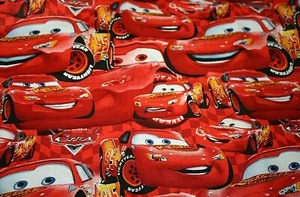 New Cars Fabric Cotton McQueen Red For Masks 1/2 yard 18" x 44" Race Cars - Picture 1 of 1