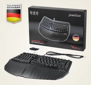 Perixx PERIBOARD-413B Wired USB Ergonomic Compact Split Keyboard with Wrist Rest - Picture 1 of 8