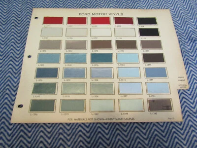 Ford Galaxy Starliner Thunderbird 1960 vinilo interior y techo muestras hoja Foto 1 de 3