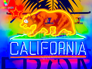 California Star Bear 20"x15" Neon Light Sign Lamp HD Vivid With Dimmer VSY