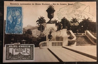 1934 Río de Janeiro Brasil RPPC Cubierta Museo Nacional Monumento Foto 1 de 2