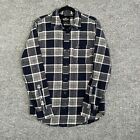 Hollister Shirt Mens Small Blue Gray Checkered Plaid Flannel Button Down Casual
