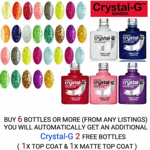 CRYSTAL-G DIAMOND GLITTER RANGE NAIL GEL POLISH UV LED SOAK 8ml FREE POST - Picture 1 of 39