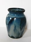 DK Clay 1996 The Pottery of the Carolinas Blue Drip Glaze Vase 8"