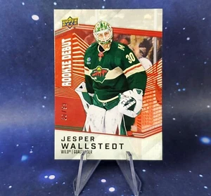 Camiseta de debut de novato Jesper Wallstedt roja/99 RC 2024-25 Upper Deck Match 30/99 - Imagen 1 de 14