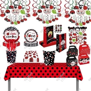 Ladybug Ladybird Polka Dot Birthday Party Tableware, Decorations Balloons Banner - Picture 1 of 16