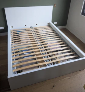 IKEA MALM QUEEN BED FRAME, SLATS AND HEADBOARD - Picture 1 of 6