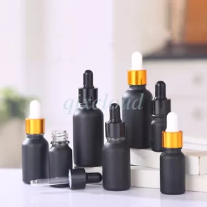 5ml 10ml 20ml 30ml 100ml Black Glass Essential Oil Dropper Bottle Pipette Vials - Bild 1 von 17