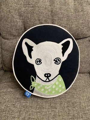 Pottery Barn Teen Pillow Embroidered Chihuahua Dog - Image 1 of 4