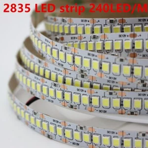 1m- 5mt 10mm PCB 2835 SMD 240LED/m Strip light tape DC12V ip20 Flexible White - Picture 1 of 6
