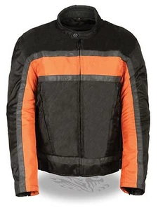 CHAQUETA TEXTIL NARANJA MOTO RACER PARA HOMBRE CON RAYAS REFLECTANTES CON ARMADURA - Imagen 1 de 9