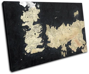 Mapa Juego de Tronos Película Grandes UN SOLO LIENZO ARTE DE PARED Impresión de Imagen - Imagen 1 de 1