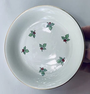CUTHBERTSON England piatto caramelle originale Just Holly Nut con bordo oro - Foto 1 di 4