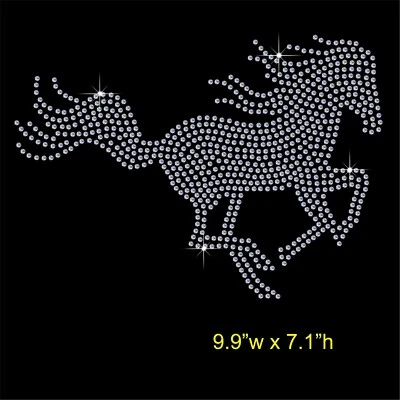 Racing Horse Rhinestone Transfer Hotfix Iron on Motif Appliqué in crystal - Image 1 of 4
