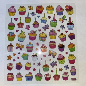 Birthday CUPCAKE Sticker Sheet Scrapbook Planner Craft Stickers - Picture 1 of 3