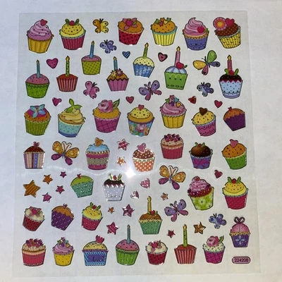 Birthday CUPCAKE Sticker Sheet Scrapbook Planner Craft Stickers - Image 1 of 3