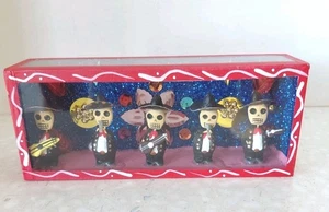 Mexican Day of the Dead Shadow Box 5 Mariachi Musiker Figuren Holzbox - Bild 1 von 4