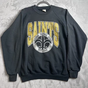 Sudadera De Colección Años 90 New Orleans Saints Para Hombres XL Negra Arco Hechizo Cuello Redondo - Imagen 1 de 9