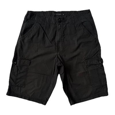 Pantalones Cortos Carga Calvin Klein 34 Negro Tejido Algodón Bolsillos Informales Verano Relajado Foto 1 de 4