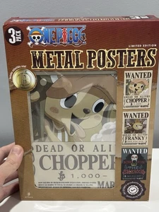NEW One Piece Limited Edition Metal Wanted Posters Chopper/Franky/Brook + Coin - Picture 1 of 4