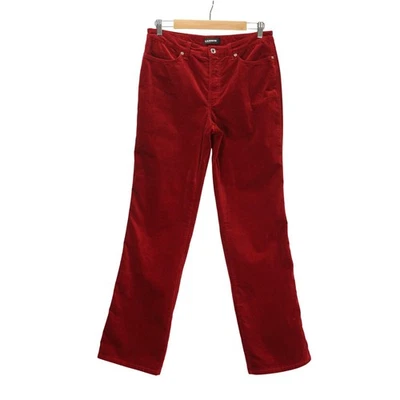 Cambio Jeans Para Mujer 12 Pantalones de Terciopelo Rojo Pierna Recta Tiro Medio Estilo Boho Foto 1 de 4