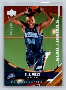 2005 Upper Deck UD Exclusives #203 C.J. Miles Rc Rookie /100 Utah Jazz B51 - Picture 1 of 2