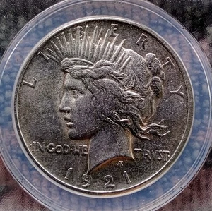 1921 P  Silver Peace Dollar High Relief ANACS Graded AU 58 Condition. - Picture 1 of 4
