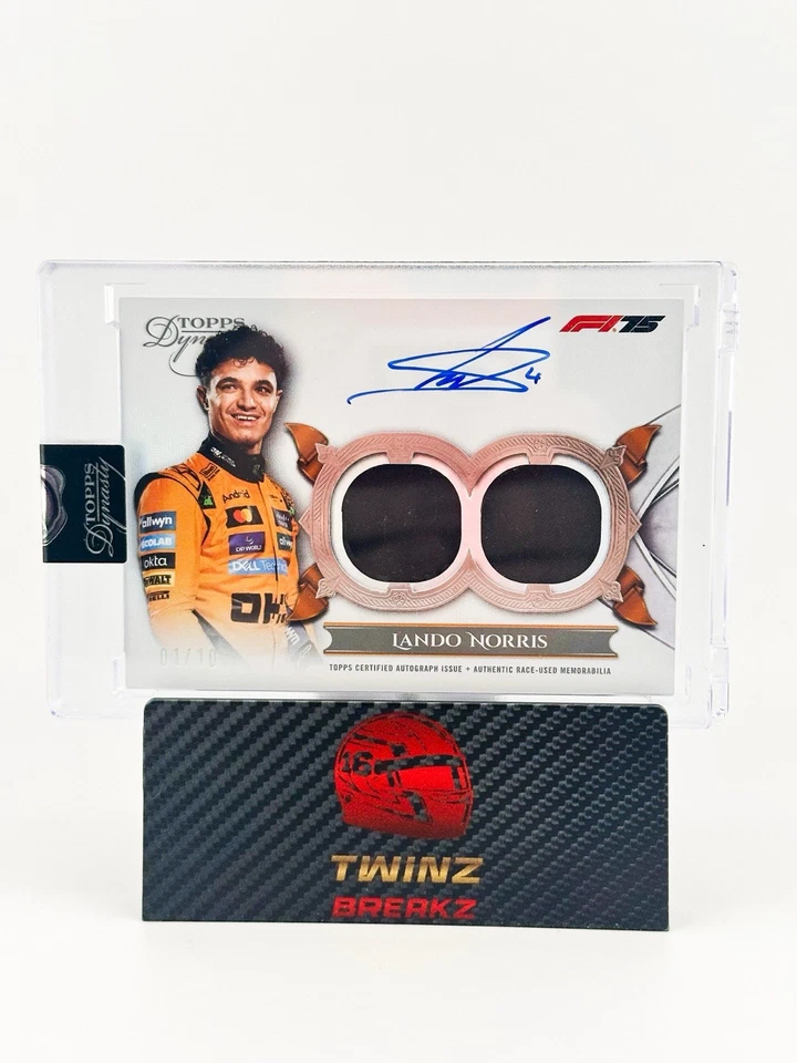 2025 Topps F1 Dynasty Lando Norris reliquia doble *parche usado en carrera* *en tarjeta automática* Foto 1 de 1
