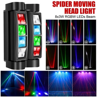 8LED RGBW Spider Beam Moving Head Stage Lighting DMX DJ Party Disco Lights - Image 1 of 4
