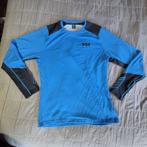 Helly Hansen Shirt Mens Medium Blue Black Long Sleeve Performance Pullover - Picture 1 of 13