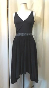 VINTAGE Jupe mi longue ample daim cuir noir fendue asymétrique T 38 - Imagen 1 de 11