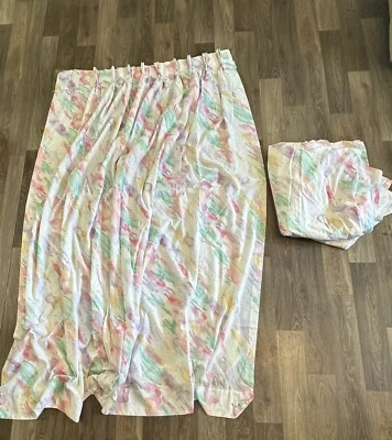 2 Paneles de Cortinas Vintage Años 80/90 Color Pastel Forrados contra Salpicaduras Triple Pliegue 84x42 Foto 1 de 4