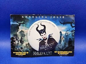 🌟Disney's Maleficent Movie 2014- Promo Card & Button Pin-Angelina Jolie🌟