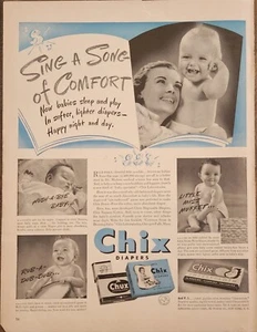 1941 Chix Windeln Babyprodukte Vintage Werbung 14 x 10 Sing ein Lied der Bequemlichkeit - Bild 1 von 1