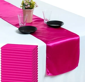10 Corredores de Mesa Magenta Satinado 12" X 108" Boda B'day Fiesta Mesa Decoración - Imagen 1 de 6