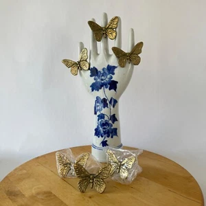 Juego de 6 servilleteros mariposa latón macizo Taiwán vintage, decoración de mesa de latón - Imagen 1 de 8