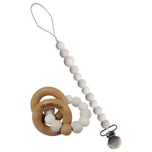 Marble White Pacifier Clip & Teething Rattle - Unisex - Silicone Teething Ring - Picture 1 of 3