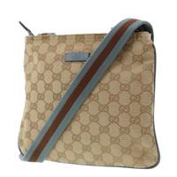 GUCCI Original GG Canvas Web Stripe Shoulder Bag Brown Vintage Auth #EE679 S